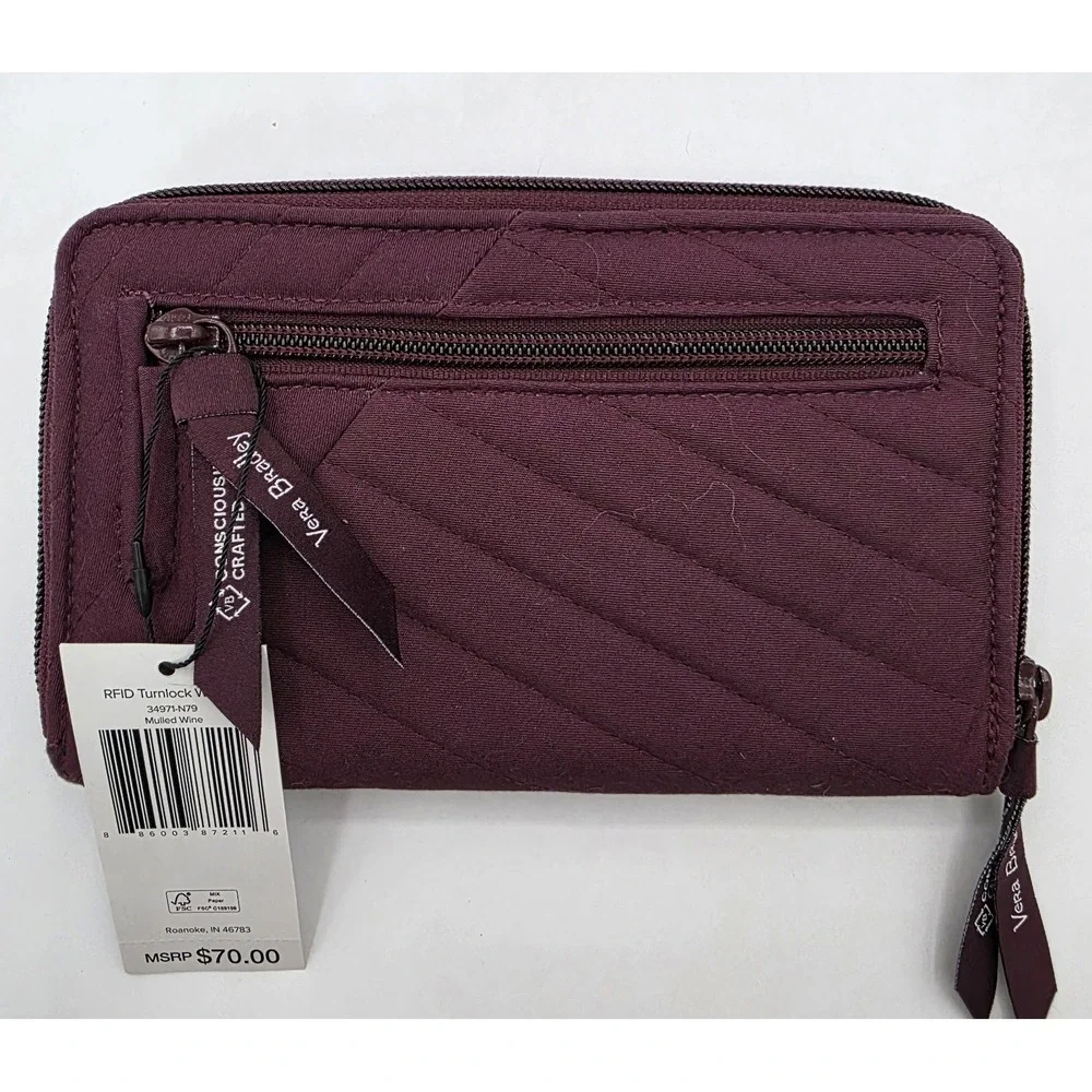 Vera Bradley - Quilted Turnlock Wallet - RFID Protection - Mulled Wine - NWT - Picture 2 of 9